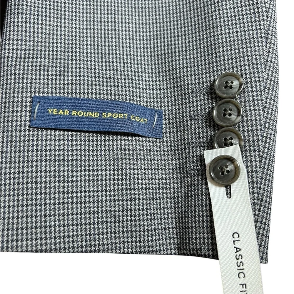 Stafford‎ NWT Signature Sport Coat size 42 Navy/Gray  Houndstooth w/Pockets